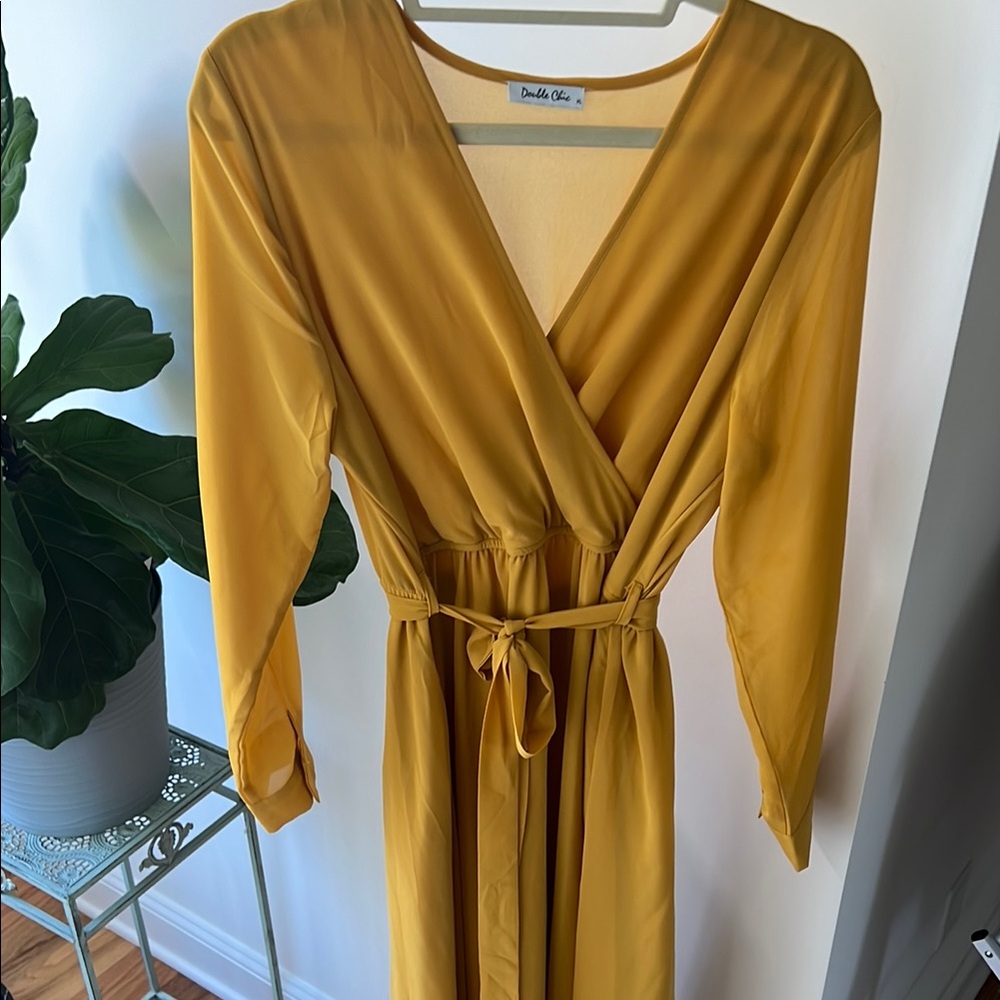 Mustard Yellow Wrap Dress